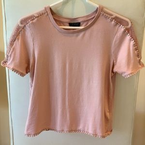 TOPSHOP Blush Pink Crop Top with Doiley Trim